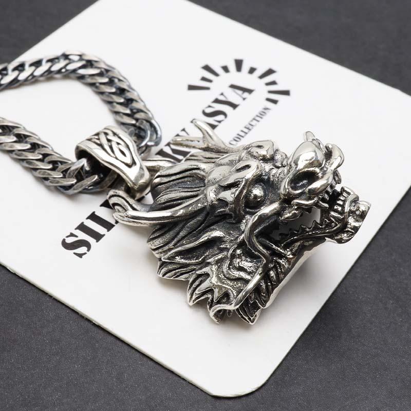 シルバー925 ドラゴンヘッドネックレス 龍 ペンダント シルバー925 ドラゴンヘッドネックレス 龍 ペンダント