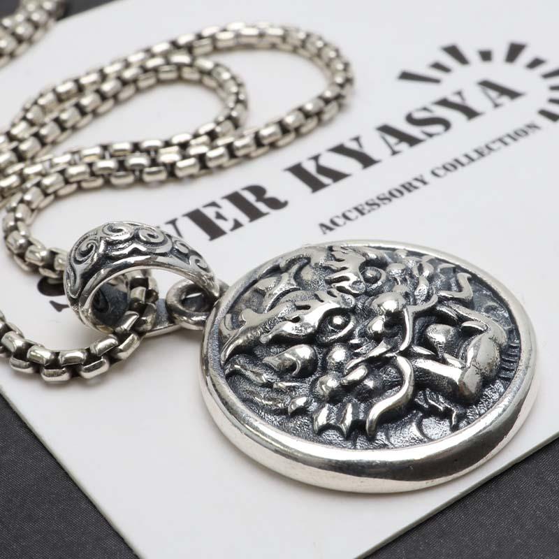 期間限定25％OFFクーポン／シルバー925 ドラゴンヘッドネックレス