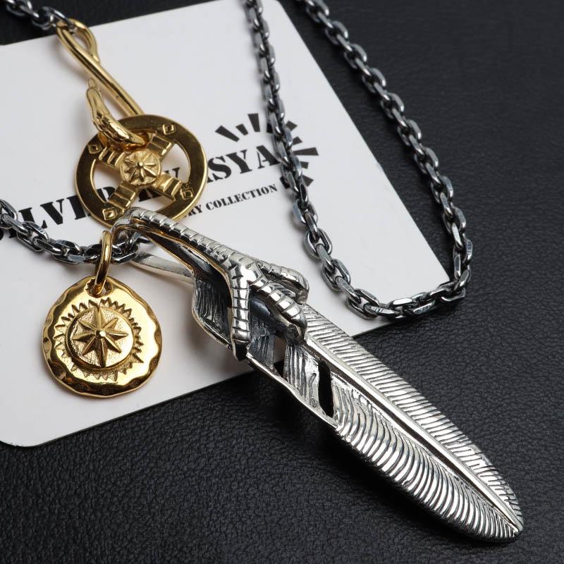 シルバー925 フェザーネックレス インディアンジュエリー メンズ