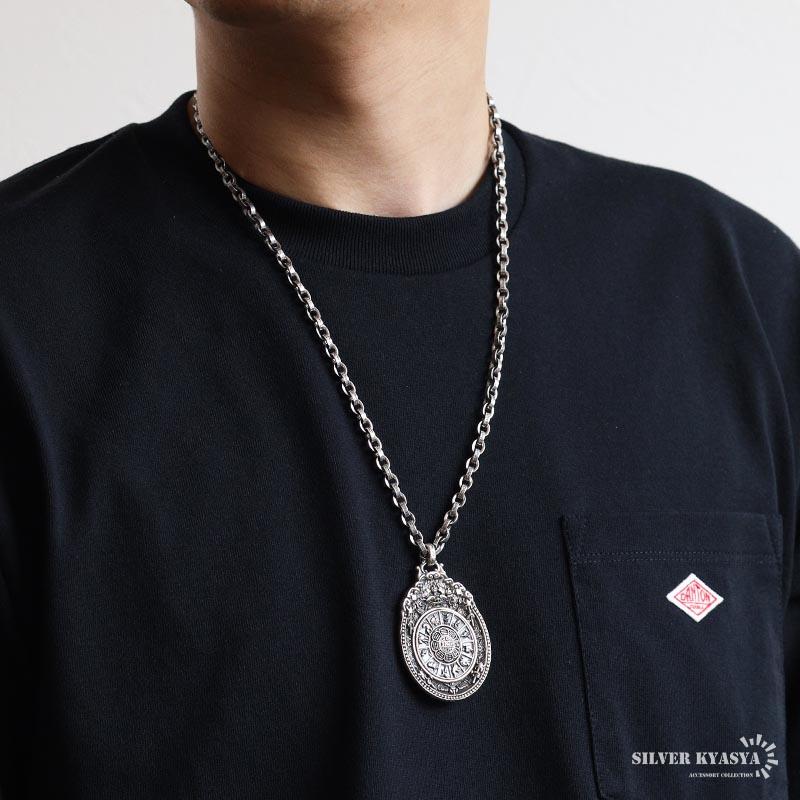 ＼複数買いで最大300円OFFクーポン／シルバー925 曼荼羅ネックレス ごつめ 干支 ペンダント 六字真言 ペーパーチェーン シルバー 男性 金アレ対応 爆買の画像