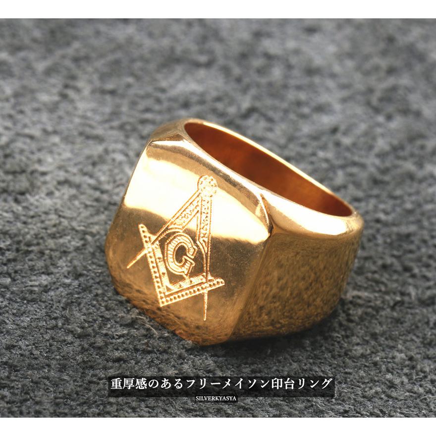ステンレス リング シンプル 印台リング シルバー ゴールド リング 指輪 フリーメイソン リング R064 Silver Kyasya 通販 Yahoo ショッピング