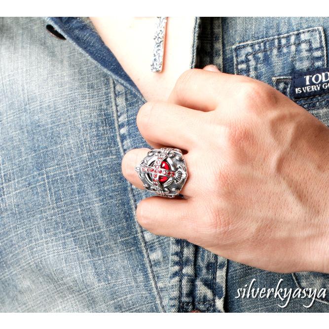 ステンレス素材 ゴシック クロスリング メンズ 指輪 中世の紋章