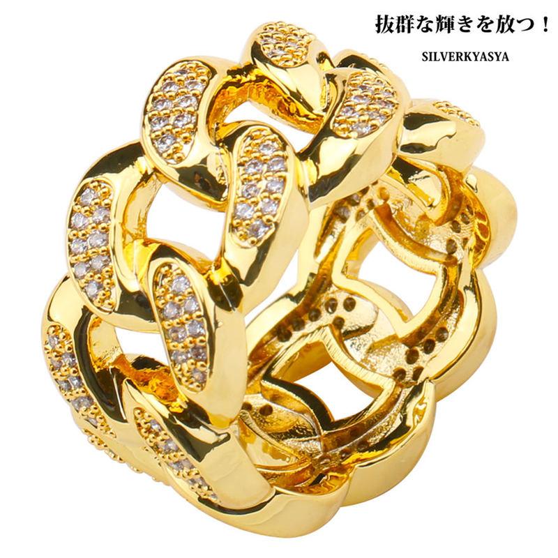 ゴールド 喜平チェーン リング 18k GP 金 キヘイリング 指輪 チェーン