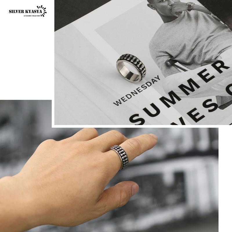 チェーン付きシルバーリング シルバー925 六字真言 リング チェーン 指輪 18号 10号 ペーパー