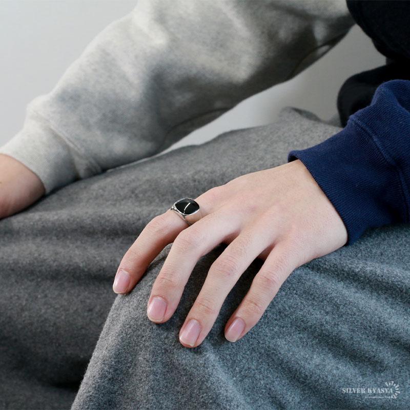 印台リング ブラック オニキスリング スタンプリング シグネットリング