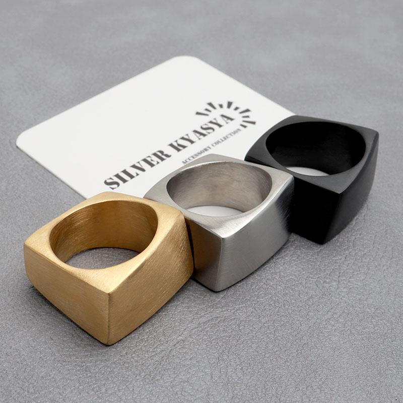 ステンレス ごつめリング スクエアリング 印台リング 艶消しリング