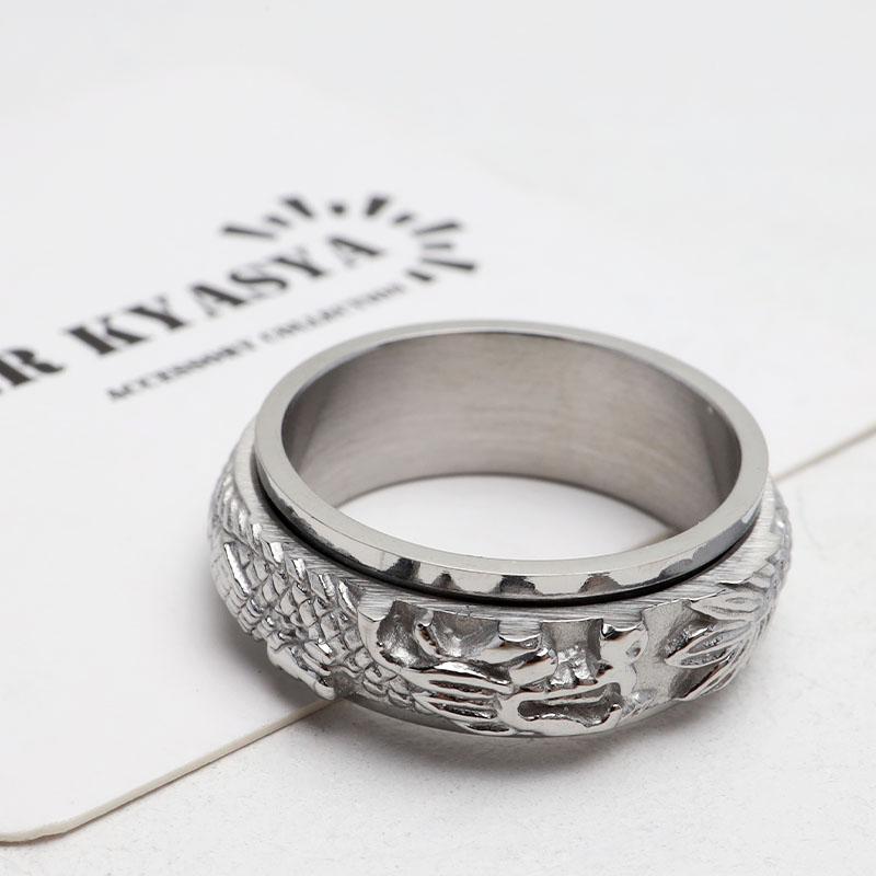 ステンレス 回る ギミックリング ドラゴンリング シルバー 龍リング 竜