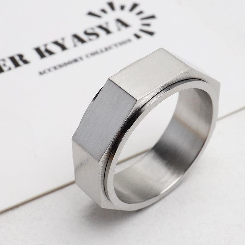 ステンレス 回る ギミックリング ナットをイメージしたリング シルバー