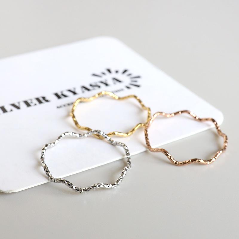 極細 ウェーブリング 波 細身リング ゴールド K18 GP シルバー