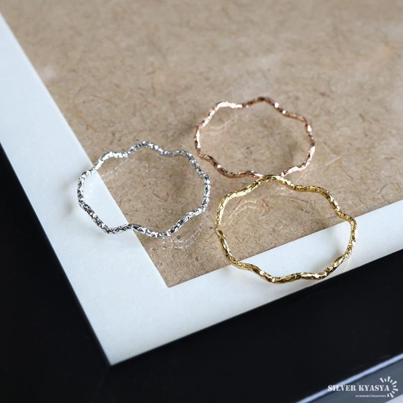 極細 ウェーブリング 波 細身リング ゴールド K18 GP シルバー