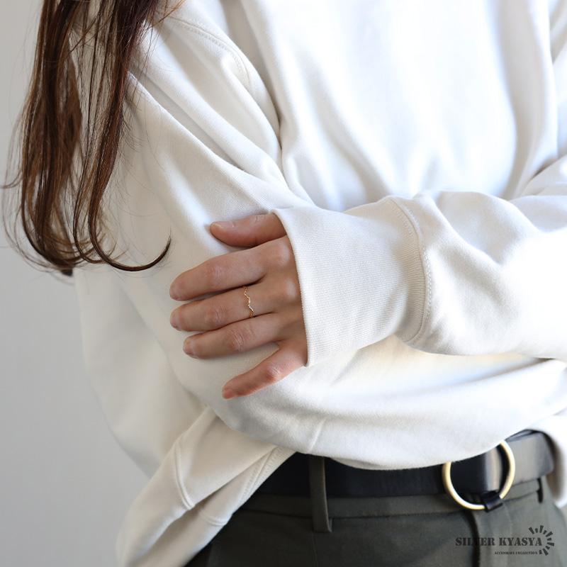 K18細めシンプルウェーブリング　191K2507 極細 ウェーブリング 波 細身リング ゴールド K18 GP シルバー