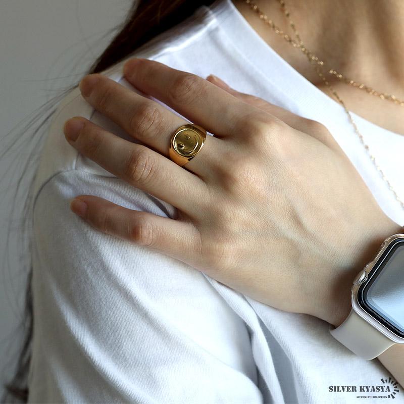 スマイリーリング スマイル ニコちゃん ゴールドリング 指輪 18KGP