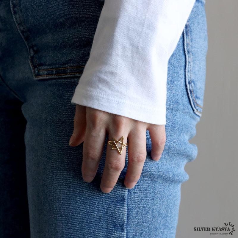 スターリング 星リング ゴールドリング 指輪 18KGP ゴールド シルバー
