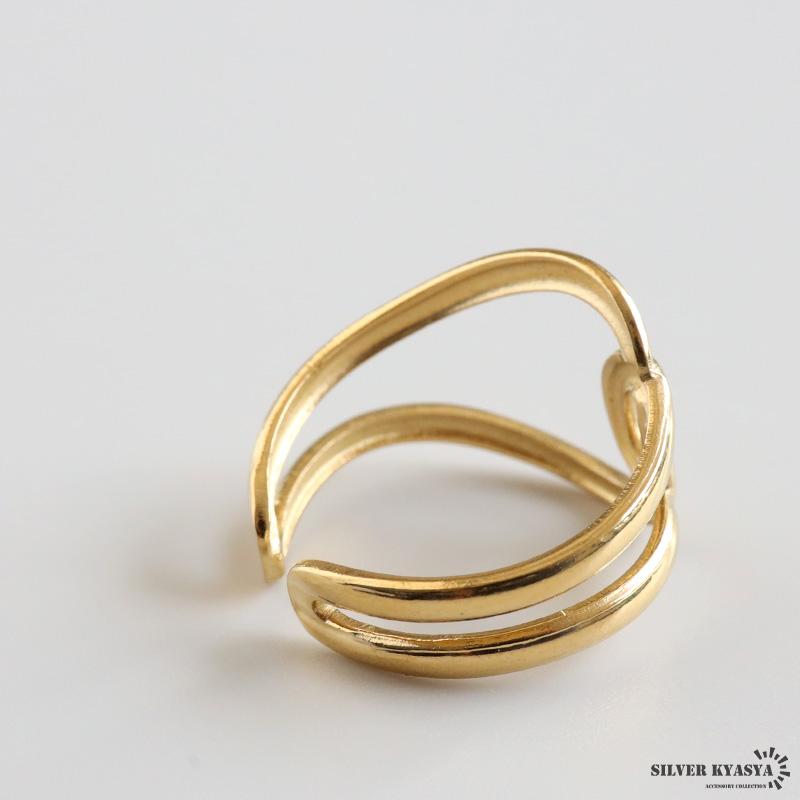 ゴールド ネイビー クロスオーバーリング オーバークロスリング ニュアンスリング ゴールドリング 指輪 18KGP