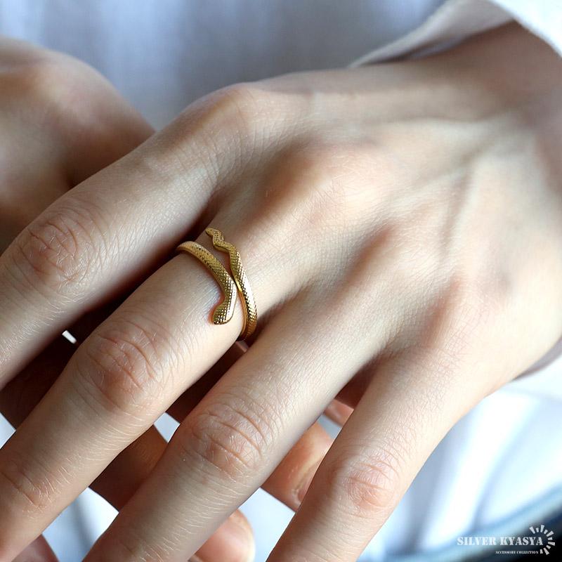 スネークリング 巻き付く 蛇リング 指輪 18KGP ゴールド シルバー