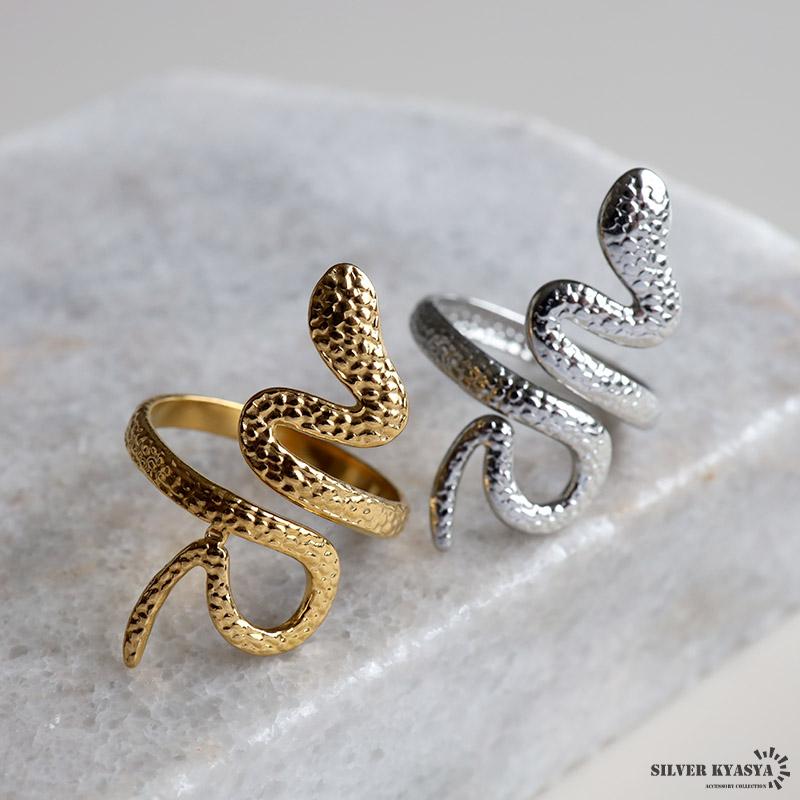 スネークリング 巻き付く 蛇リング 指輪 18KGP ゴールド シルバー