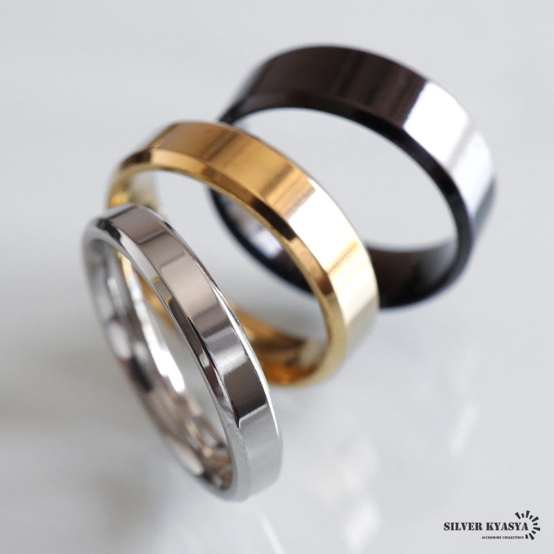 ステンレス 平打ちリング 色と幅が選べる 4mm 6mm 8mm ゴールド