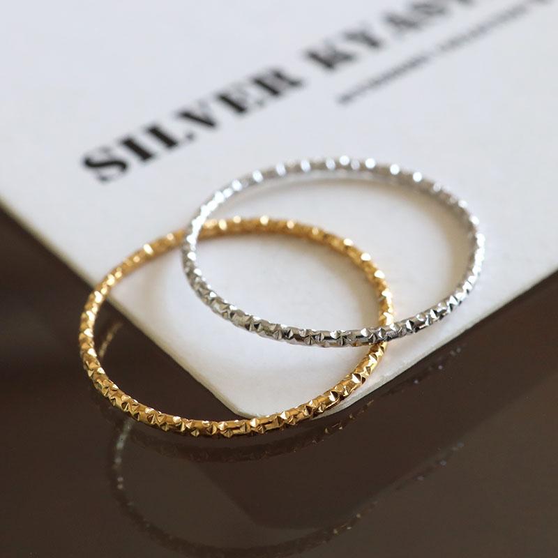 ステンレス 極細リング カットリング 不規則 細身 ゴールド 18kgp