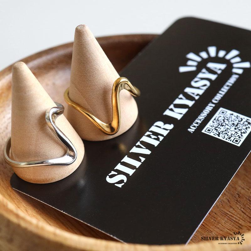 ステンレス ニュアンスリング メタルリング オープンリング ウェーブ