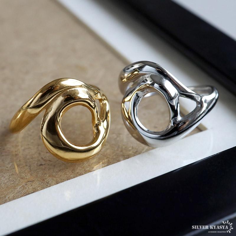 ステンレス 個性的 ニュアンスリング 変形リング ゴールド 18K GP