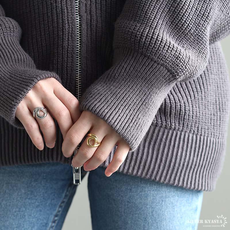 ステンレス 個性的 ニュアンスリング 変形リング ゴールド 18K GP