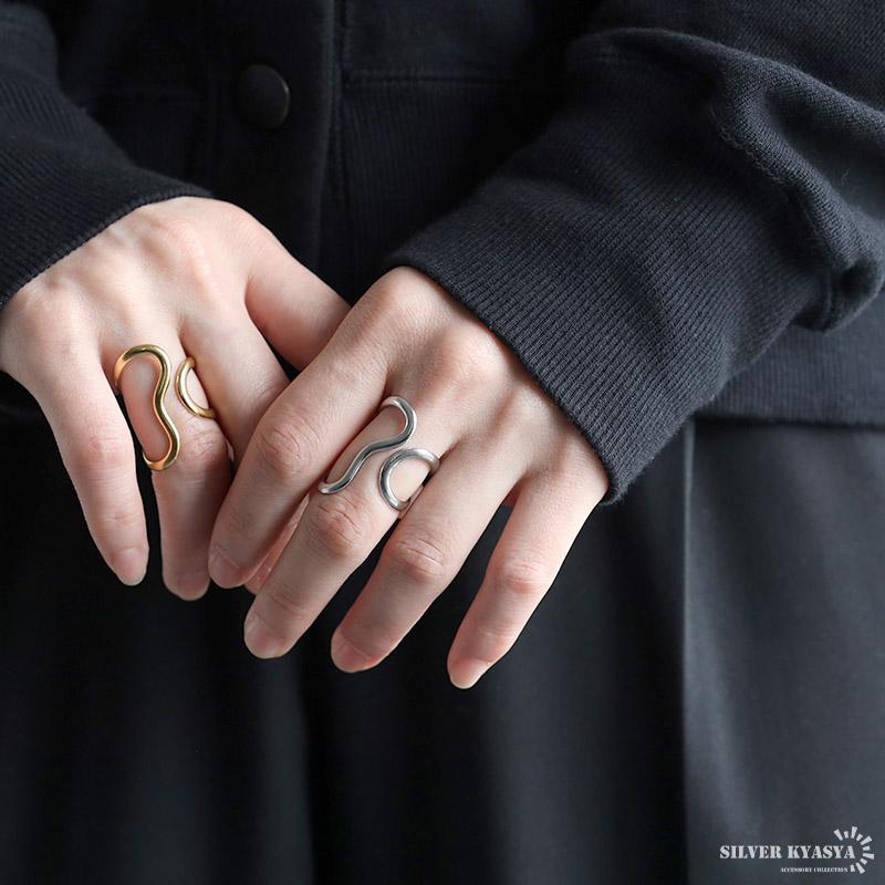 複数買いで最大300円OFFクーポン／ステンレス 大ぶり ニュアンスリング
