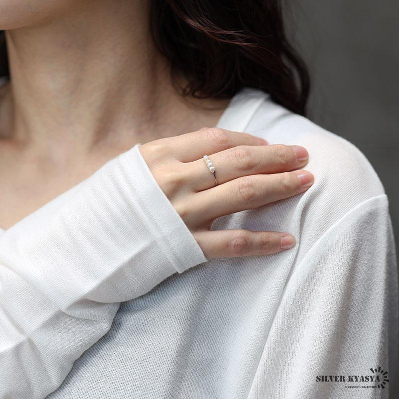 ステンレス 淡水パールリング 極細リング つぶつぶ ゴールド シルバー