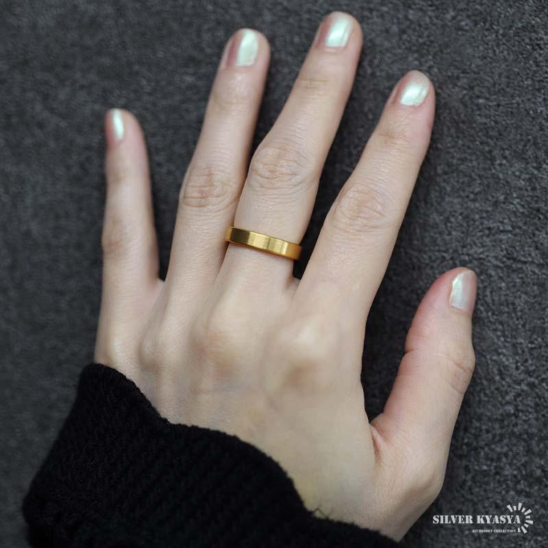 複数買いで最大300円OFFクーポン／18k gp つや消しリング シンプル