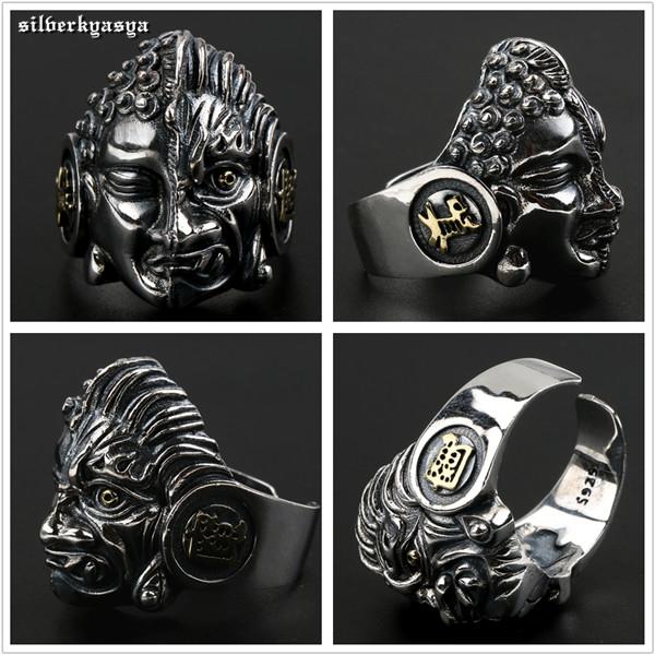 シルバー925素材 一念 仏と魔 リング 925 シルバー指輪 悪魔 仏陀