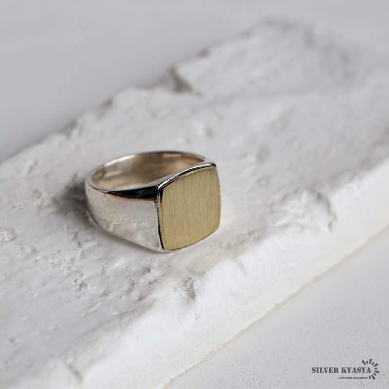 印台リング シルバー925 ゴールド 金色 指輪 メンズ スタンプリング