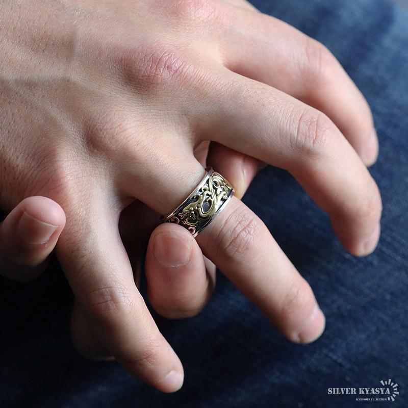 シルバー925 浮き彫り ドラゴンリング ゴールド 龍リング 竜 辰 ごつめ