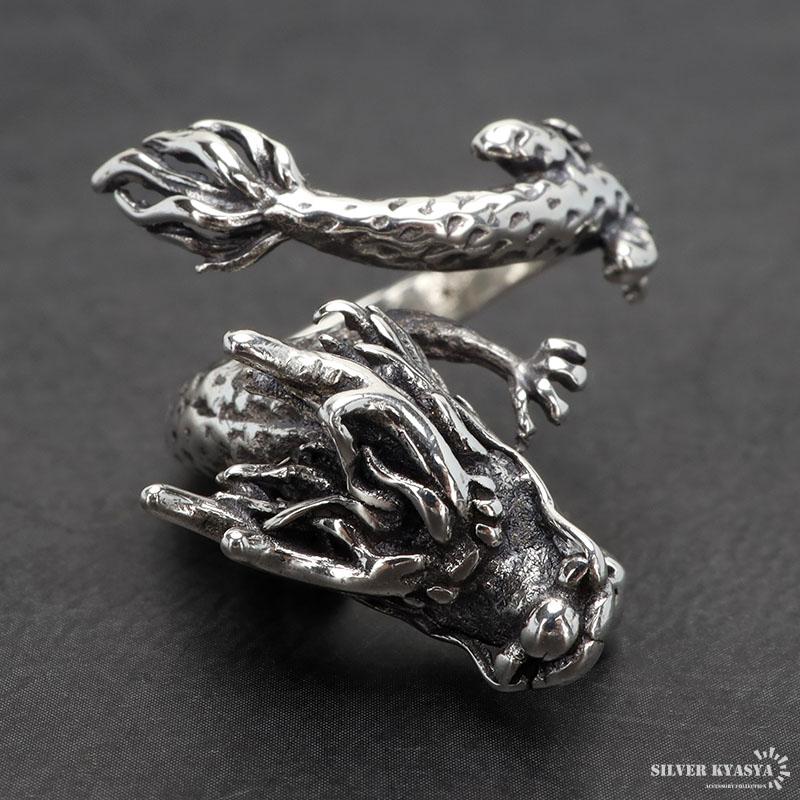 シルバー925 ド迫力 ドラゴンリング 龍リング 竜 辰 重厚感 ごつめ