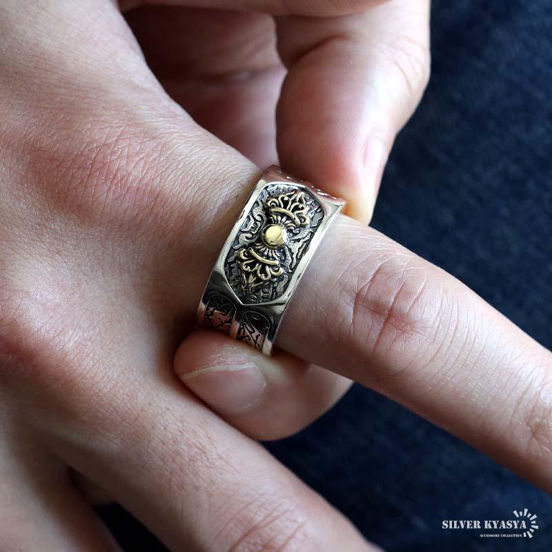 クーポンで10％OFF シルバー925 ワイドリング 金剛杵リング バジュラ