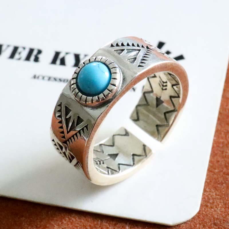 ヴィンテージ インディアンジュエリー 刻印 925 ターコイズ 指輪（男女兼用） ヴィンテージ インディアンジュエリー 刻印 925 ターコイズ 指輪