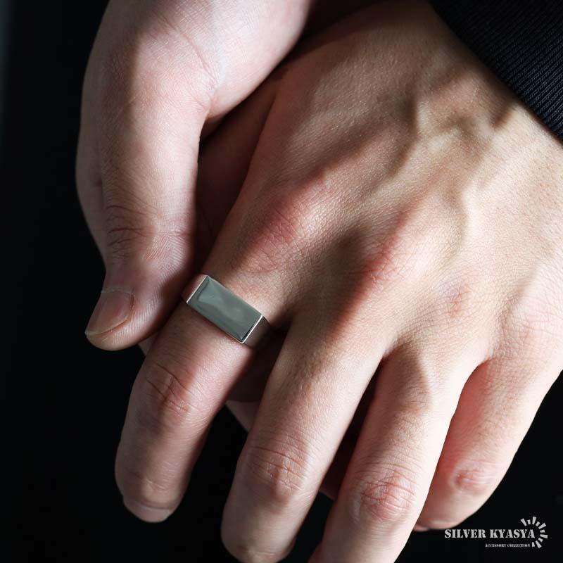 シルバー925 印台リング 細め シグネットリング シルバーリング
