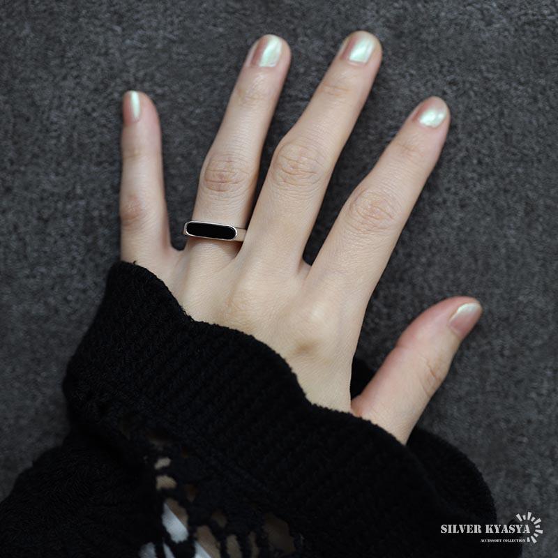 925刻印　ブラックオニキス　シグネットリング 印台リング ブラック オニキスリング スタンプリング シグネットリング