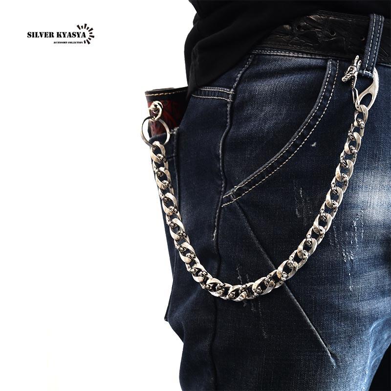 316L ステンレス ドラゴン 1クリップ ウォレットチェーン フック クロスチェーン クラシック 重厚 存在感抜群 ハンドメイド