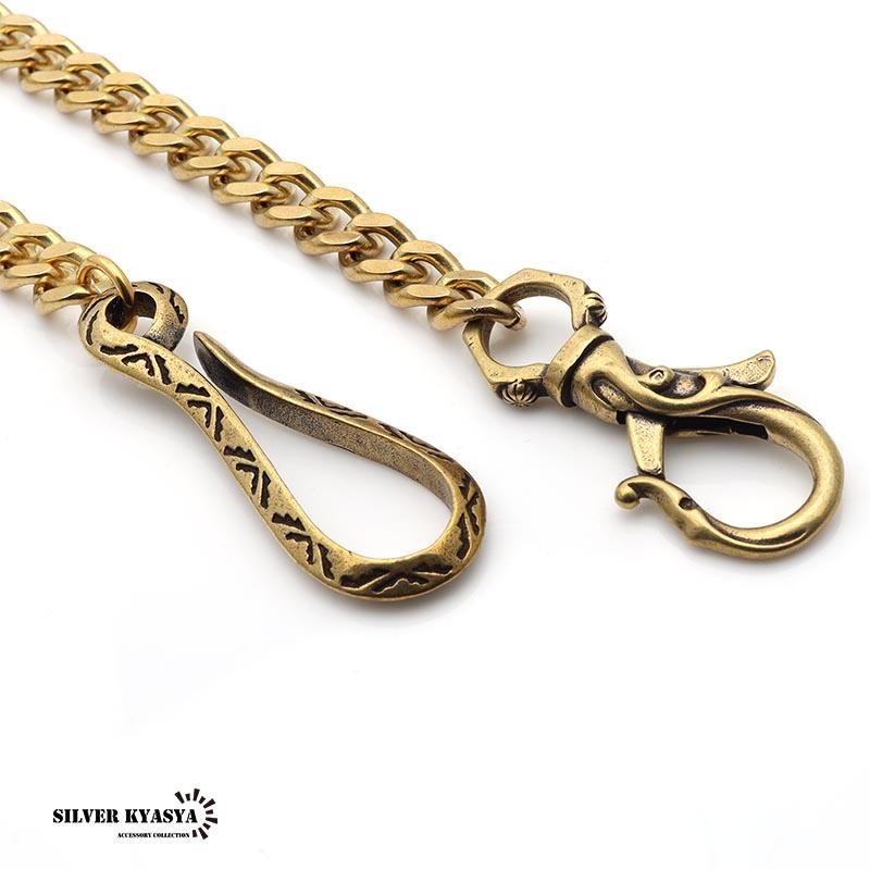 唐草 クリップ ラージフック ナバホ ウォレットチェーン ゴールド 喜平