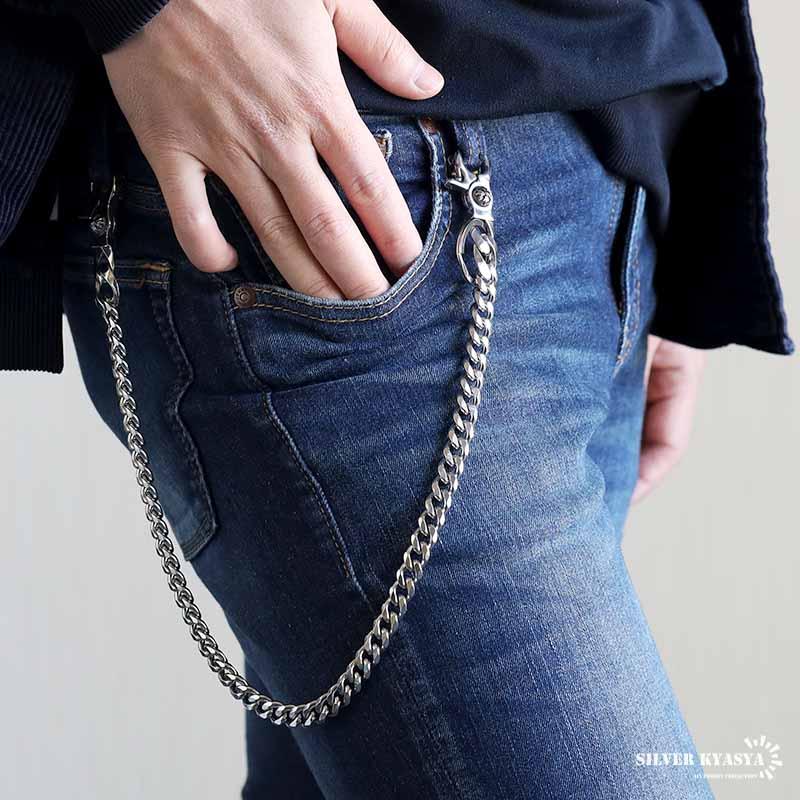 ステンレス ウォレットチェーン 喜平チェーン シルバー 幅10mm 全長