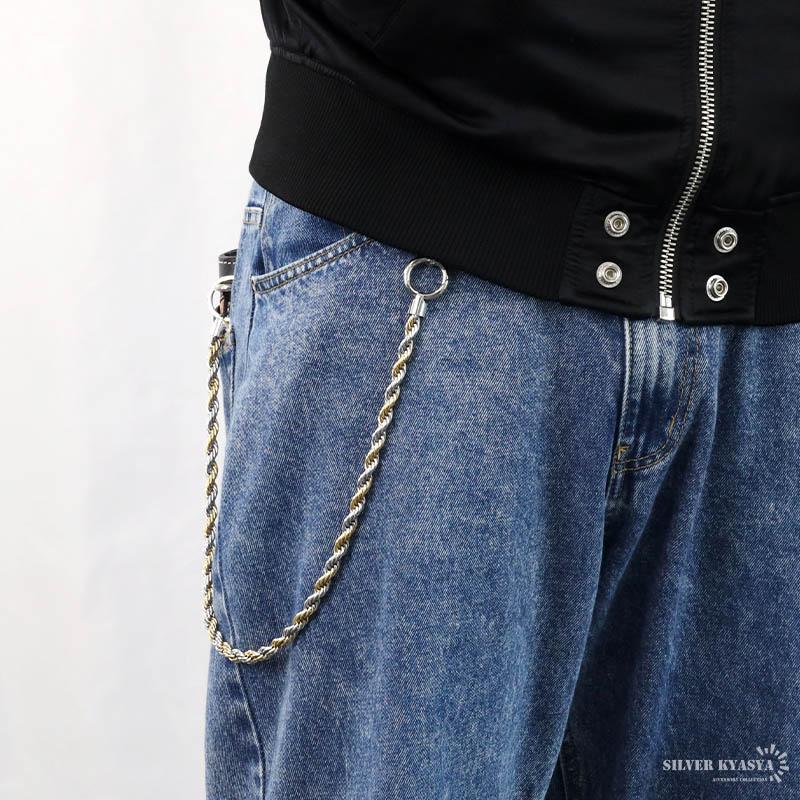 ステンレス ウォレットチェーン ゴールド シルバー ミックス