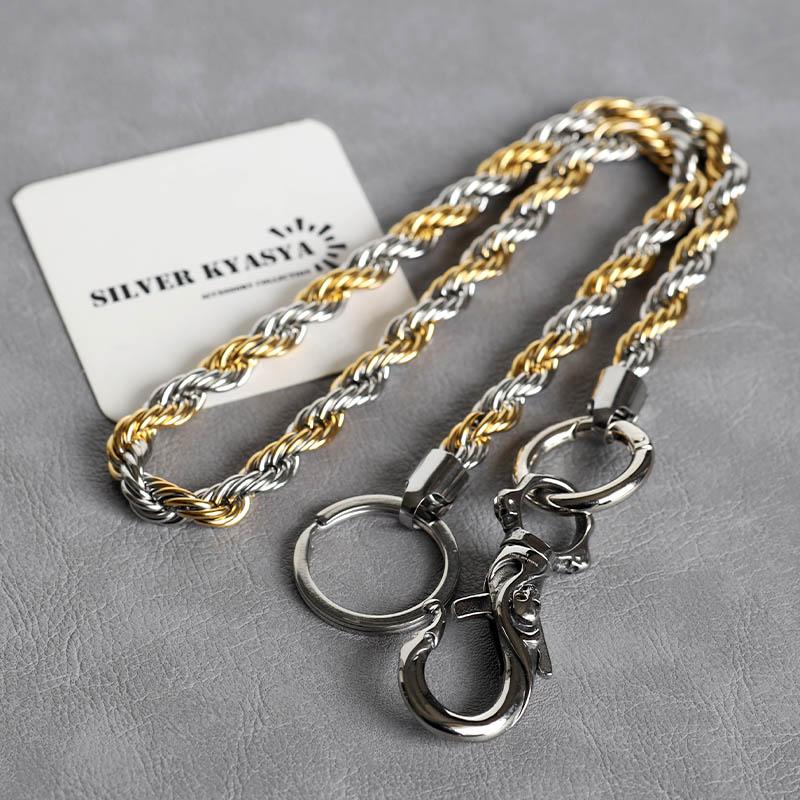 ステンレス ウォレットチェーン ゴールド シルバー ミックス メンズ