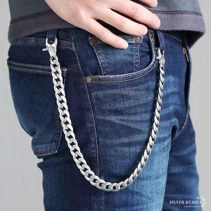 希少 Vintage シルバー925 重厚ウォレットチェーン 140g 鏡面仕上 期間限定25％OFFクーポン／重厚 シルバー925 ウォレットチェーン
