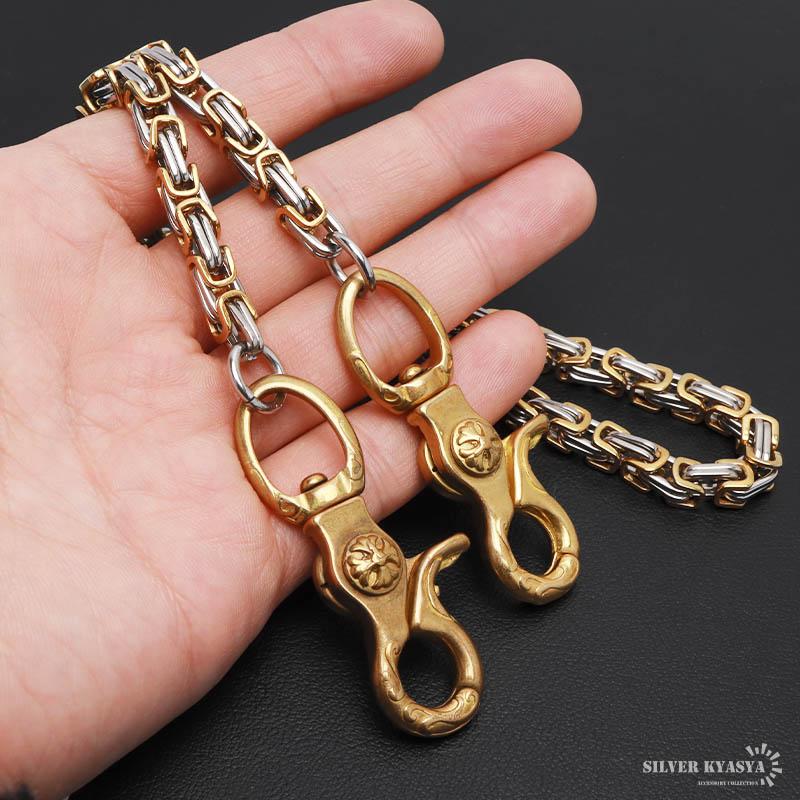 ステンレス 唐草 ウォレットチェーン クロス 十字架 ビザンチン ステンレス 唐草 ウォレットチェーン クロス 十字架 ビザンチン