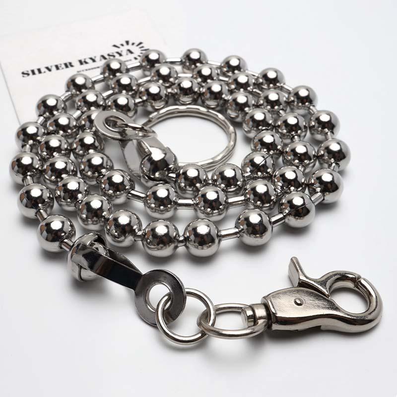 ステンレス ウォレットチェーン ボールチェーン シルバー 幅10mm 全長