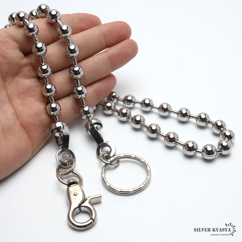 ステンレス ウォレットチェーン ボールチェーン シルバー 幅10mm ステンレス ウォレットチェーン ボールチェーン シルバー 幅10mm