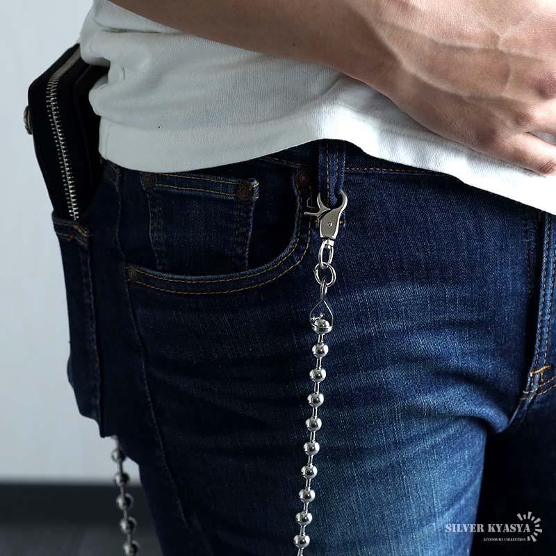 ステンレス ウォレットチェーン ボールチェーン シルバー 幅10mm ステンレス ウォレットチェーン ボールチェーン シルバー 幅10mm