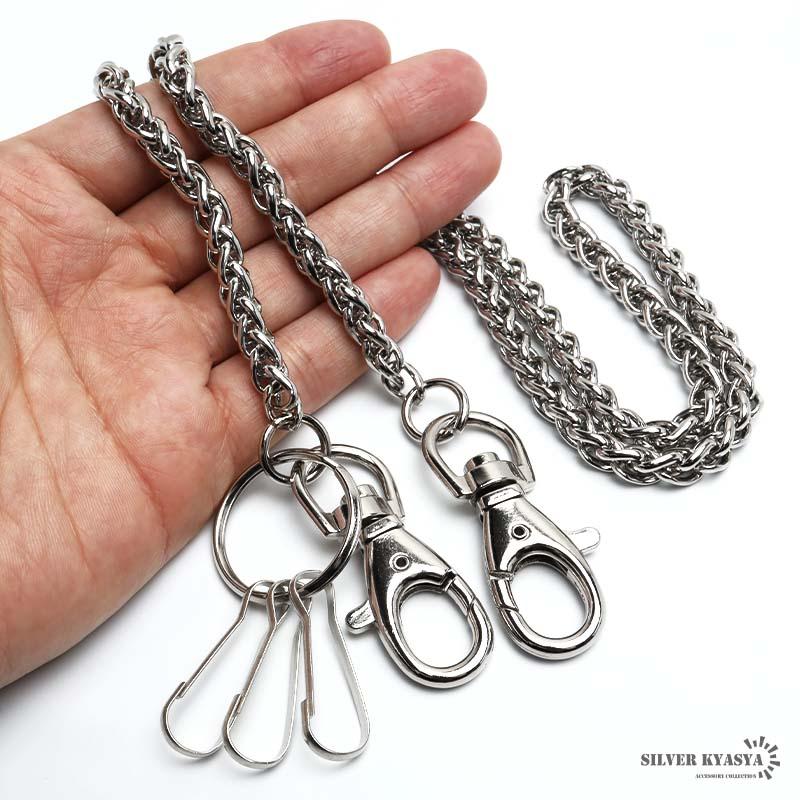 ステンレス ウォレットチェーン スピガチェーン シルバー 幅7mm 全長