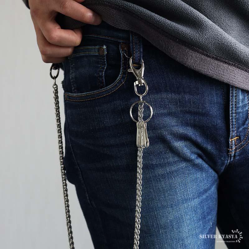 ステンレス ウォレットチェーン スピガチェーン シルバー 幅7mm 全長