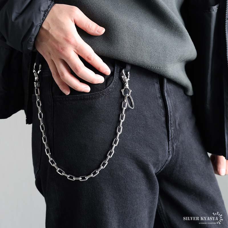 ステンレス ウォレットチェーン 財布 シンプル 316L 唐草 スカル 2