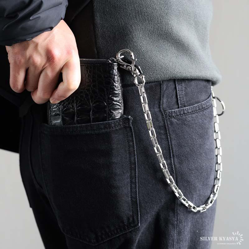 ステンレス ウォレットチェーン 財布 シンプル 316L 唐草 スカル 2